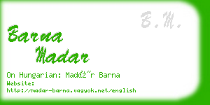 barna madar business card